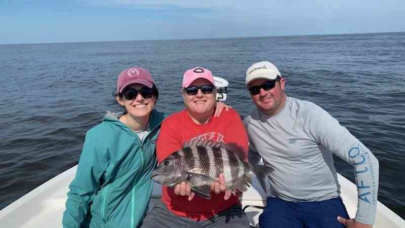 fisherman with a sheepshead off of myrtle beach