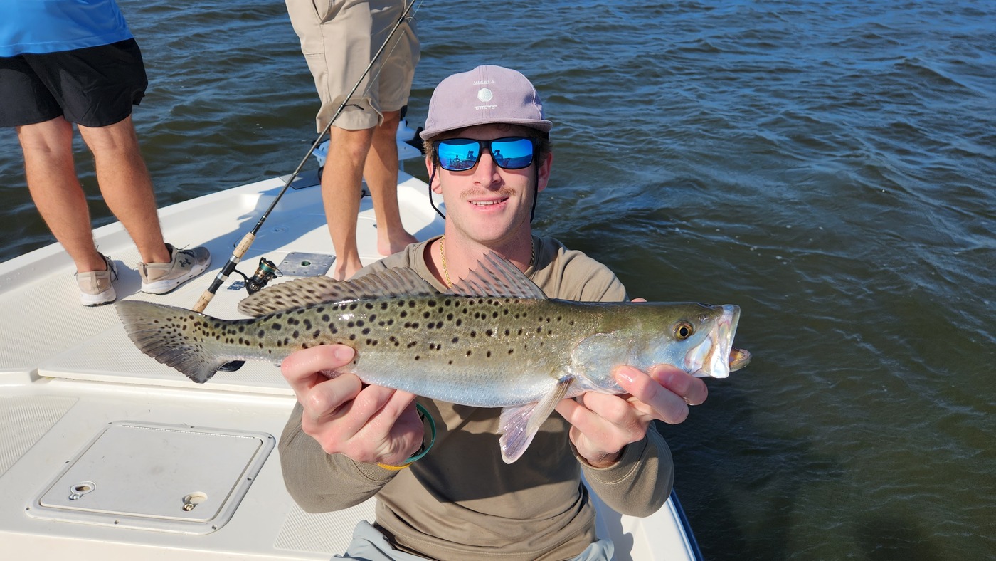 a picture of Catching Winter Seatrout & Redfish off Pawley’s Island with Harvest Moon Fishing Charters