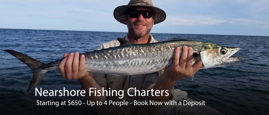 image describing myrtle beach nearshore fishing charters including number of persons capacity, pricing starts at $650, and trip can be booked with a deposit